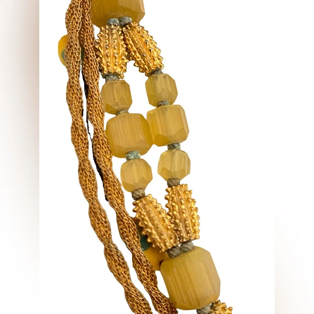 VINTAGE HATTIE CARNEGIE GLASS BEADED THREE STRAND TORSADE NECKLACE 20 3/4” - Picture 5 of 16